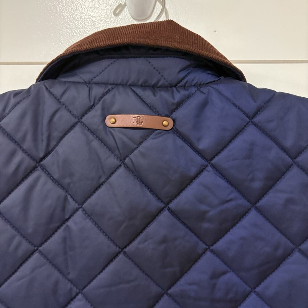 Lauren Ralph Lauren | Quited Vest Navy Zip Pockets Preppy- Size Medium - Picture 7 of 8